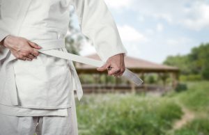 Karate master prepares for combat in high mountain village
